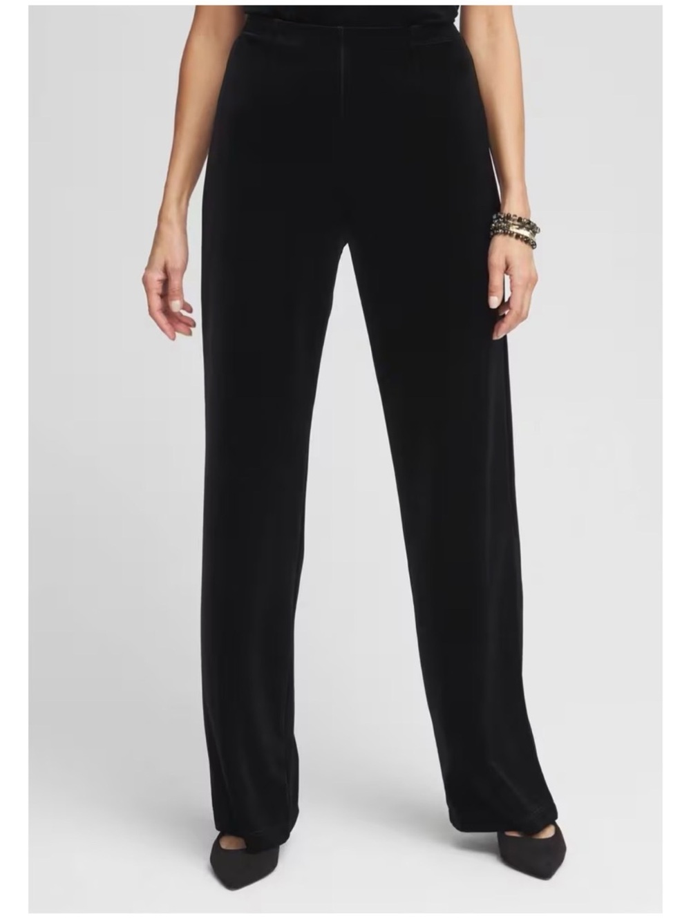 Pendleton Women’s Sz 8 Black Velvet Pants High Rise Side Zip Stretch Cotton